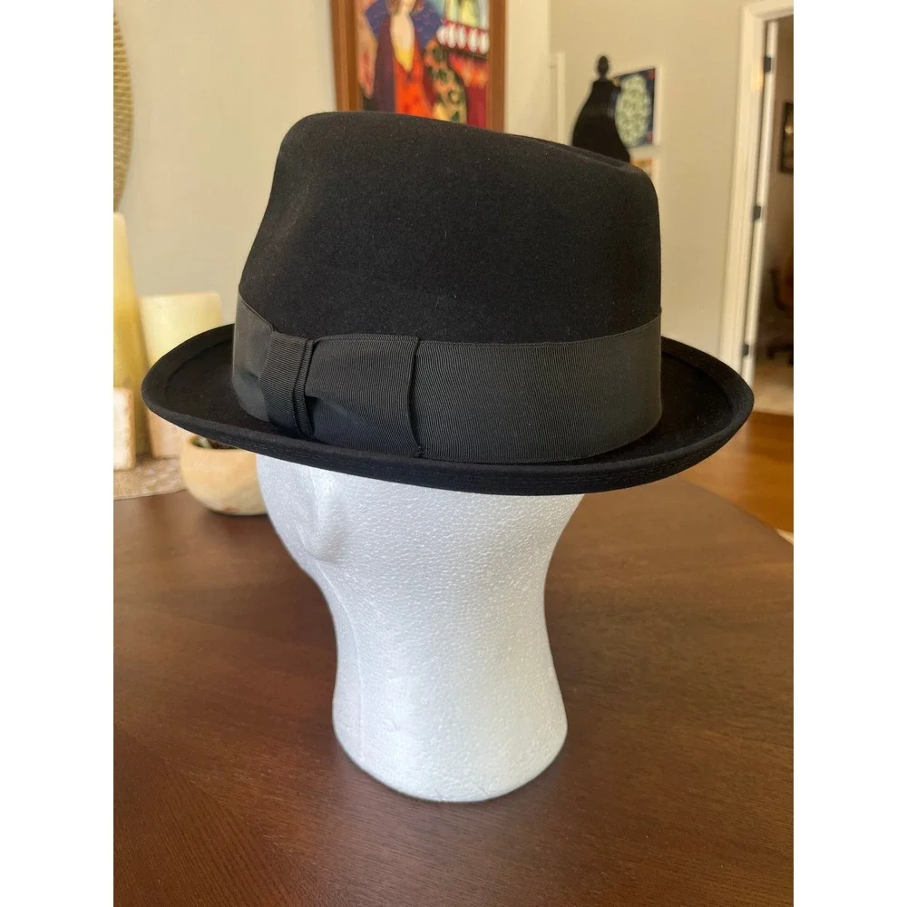 Stetson Royal Fedora Mens 7 1/4 Black Excellent Vintage Fur Felt Dress Hat